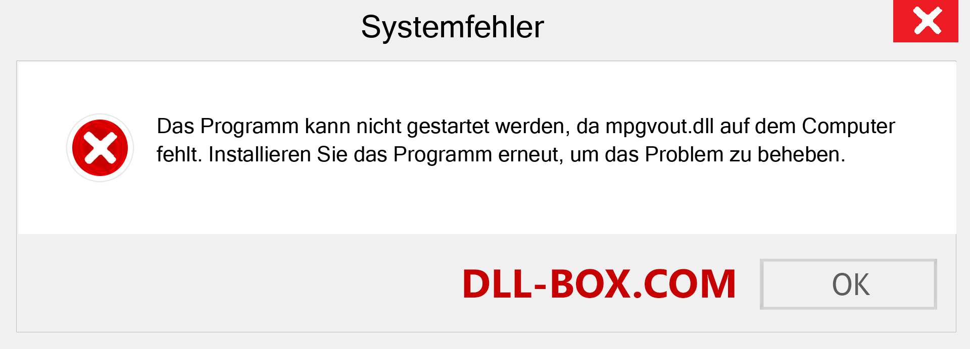 mpgvout.dll-Datei fehlt?. Download für Windows 7, 8, 10 - Fix mpgvout dll Missing Error unter Windows, Fotos, Bildern