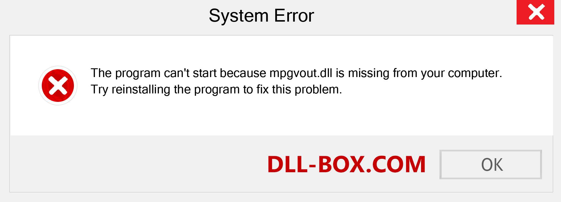  mpgvout.dll file is missing?. Download for Windows 7, 8, 10 - Fix  mpgvout dll Missing Error on Windows, photos, images