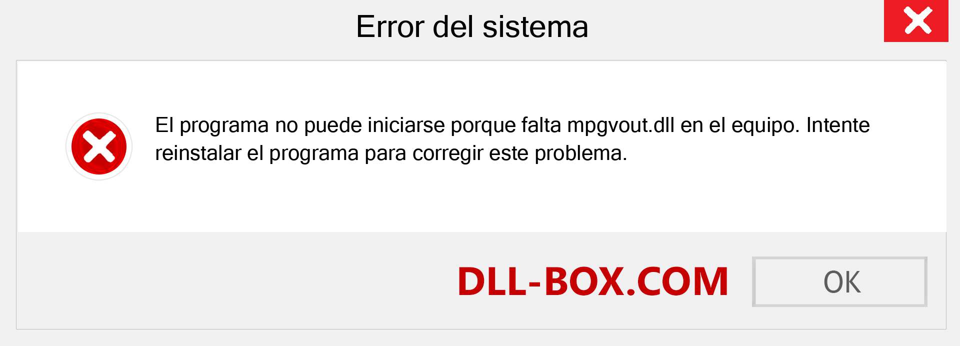 ¿Falta el archivo mpgvout.dll ?. Descargar para Windows 7, 8, 10 - Corregir mpgvout dll Missing Error en Windows, fotos, imágenes