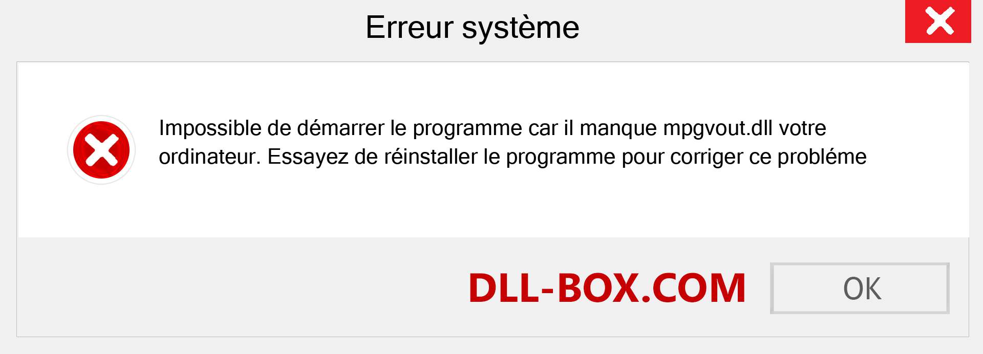 Le fichier mpgvout.dll est manquant ?. Télécharger pour Windows 7, 8, 10 - Correction de l'erreur manquante mpgvout dll sur Windows, photos, images