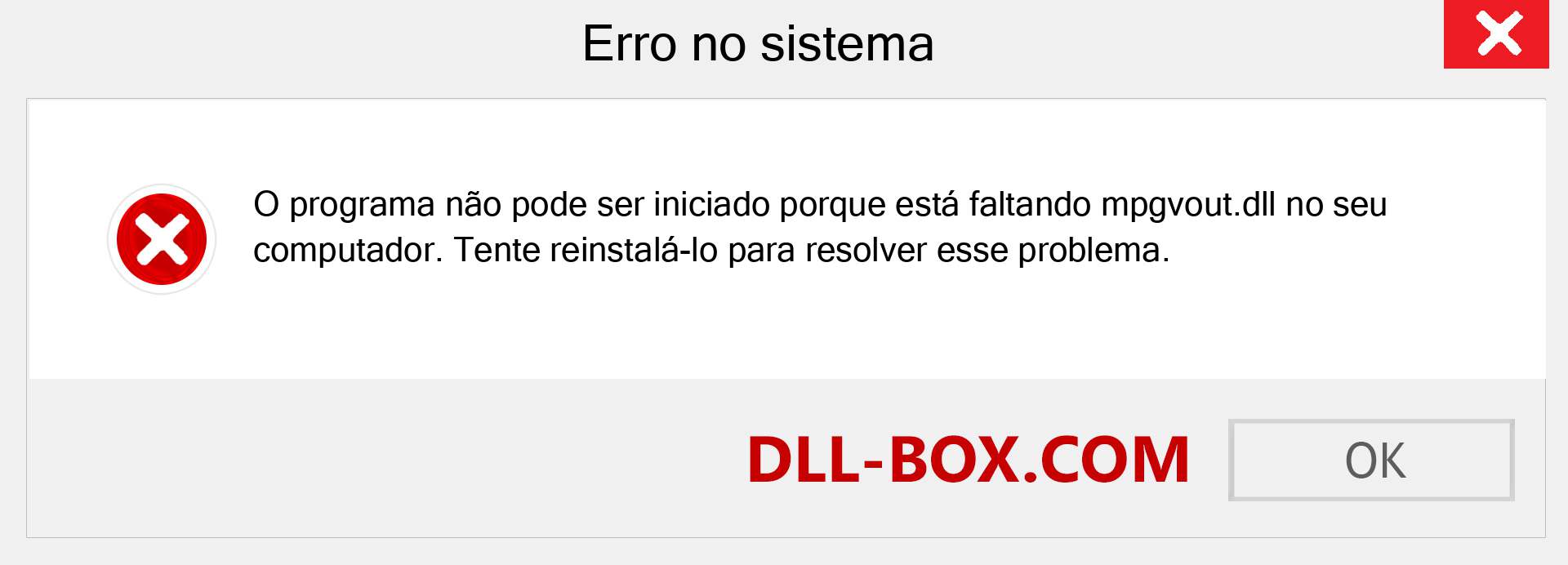 Arquivo mpgvout.dll ausente ?. Download para Windows 7, 8, 10 - Correção de erro ausente mpgvout dll no Windows, fotos, imagens